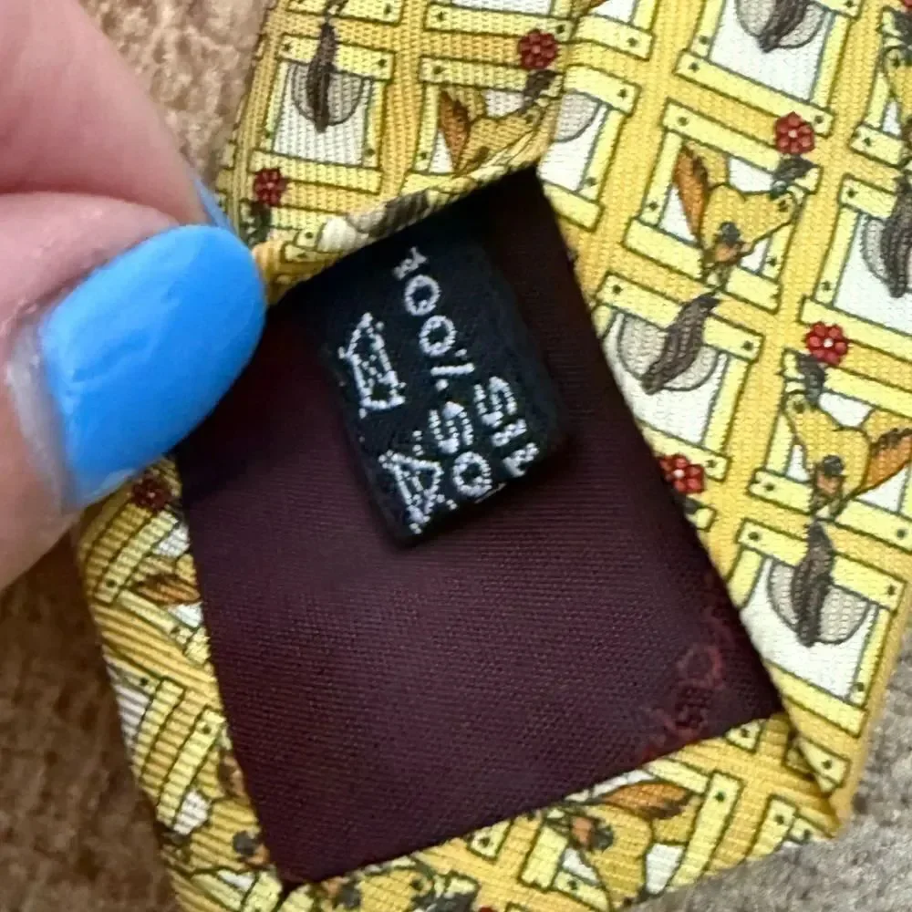 Salvatore Ferragamo Horses Mens Silk Tie Made In Italy equestrian